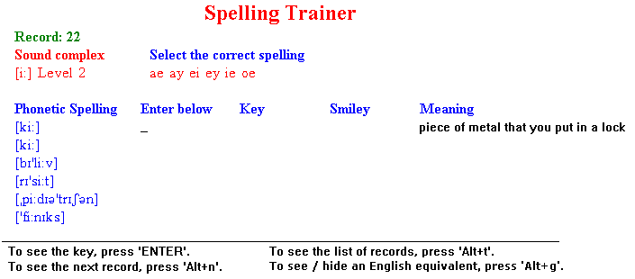 aurint-Software / English Spelling Trainer / English-English Version
