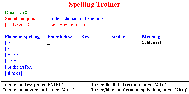 aurint-Software / English Spelling Trainer / English-German Version